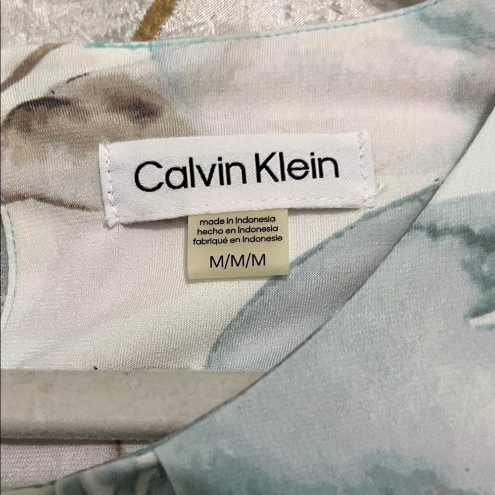 Calvin Klein Women's Floral Sleeveless Blouse - Blue and Brown - Picture 2 of 6